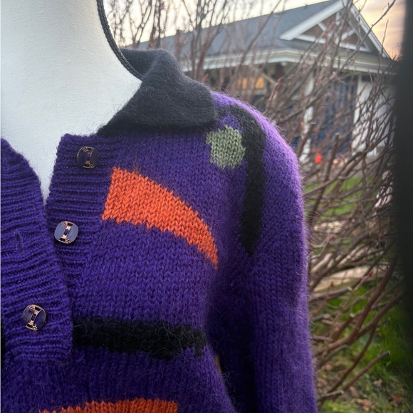 Vintage Lei Condotti Abstract Mohair Blend Sweater | Purple | M/L - Picture 2 of 7